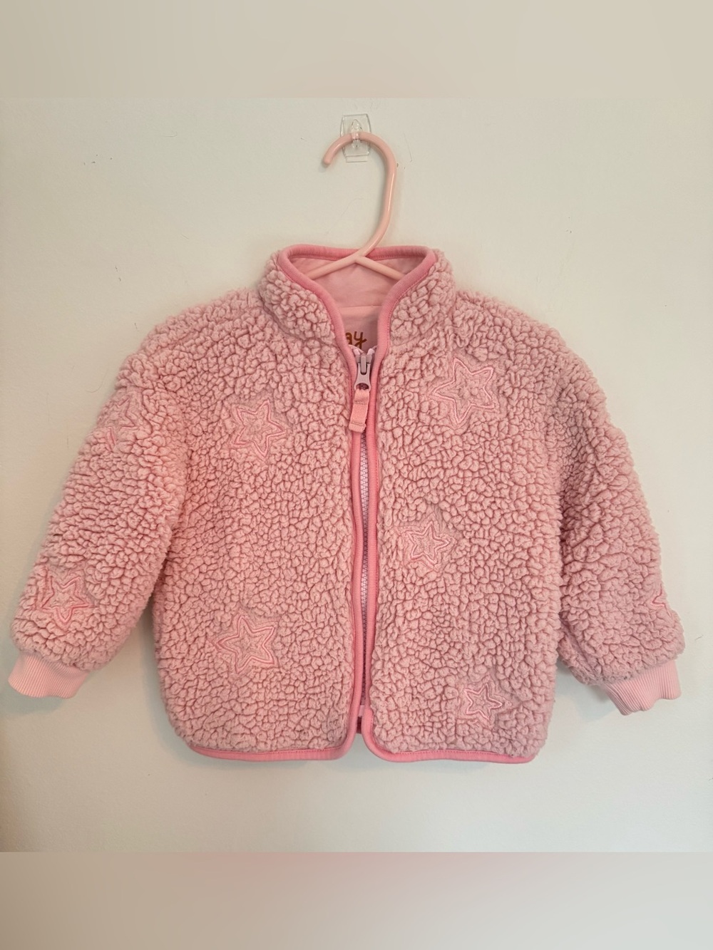 Little Sleepies Play Prima Pink Star Embroidered Sherpa Jacket 12-18 Months